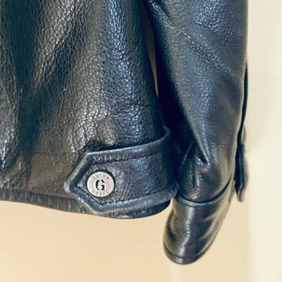 🌟3xHP🌟2010 Guess Black Pebbled Leather Zipper Jacket L - Picture 12 of 16